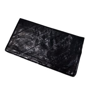 Vintage DH Salon Black Eel Skin Leather Clutch Wallet Luxury Exotic Slim 90s